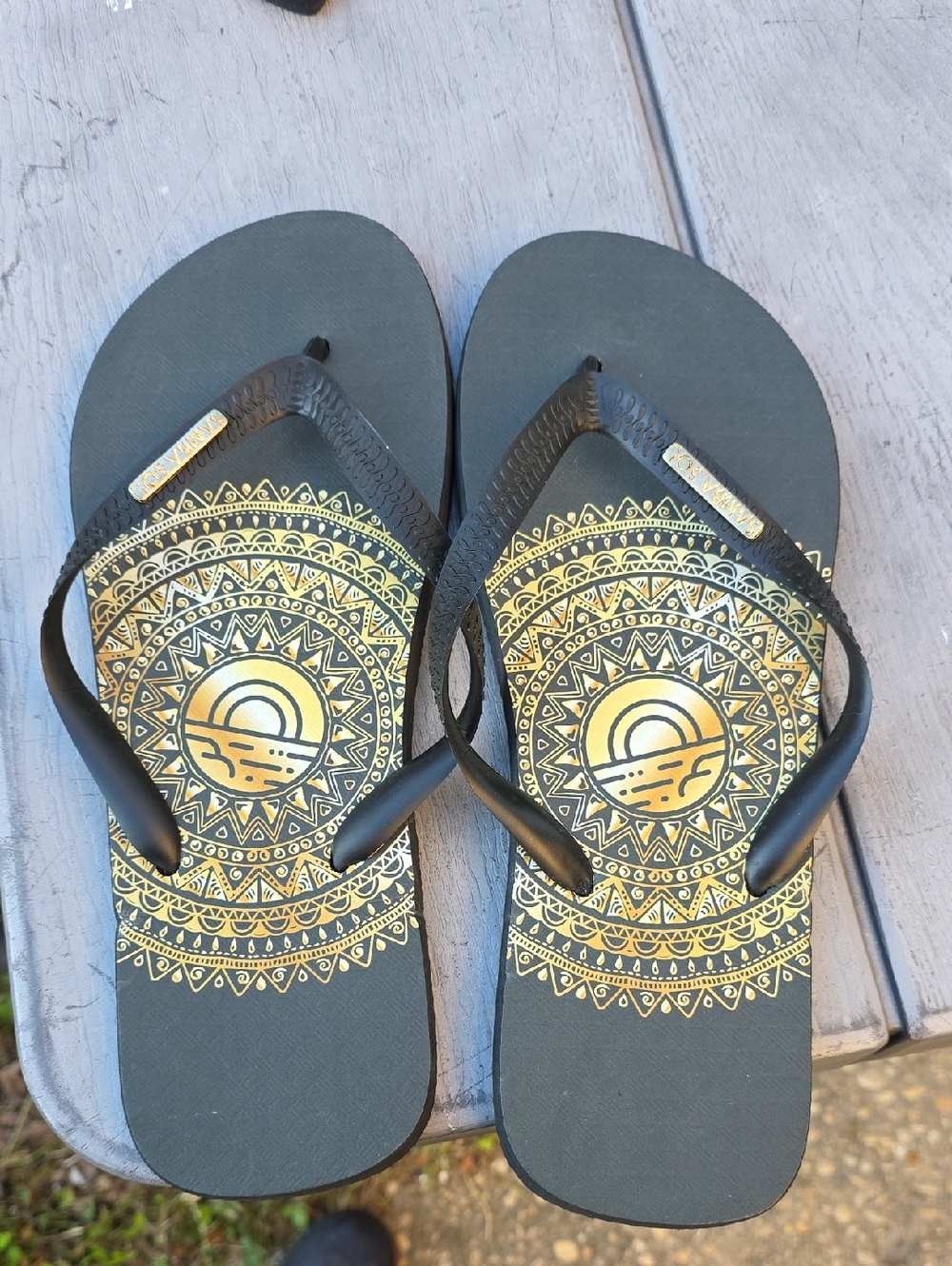 Black & Gold Mandala Flip-Flops for Men